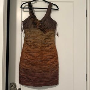 Max & Cleo BCBG Ombré Whisky Cocktail Dress Size 8 Brown Gold Rust